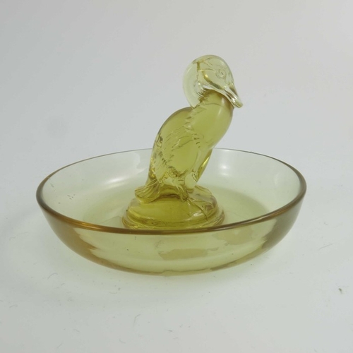 735 - Rene Lalique, a Canard glass pin dish or cendrier, model 283, designed circa 1925, yellow amber, inc... 