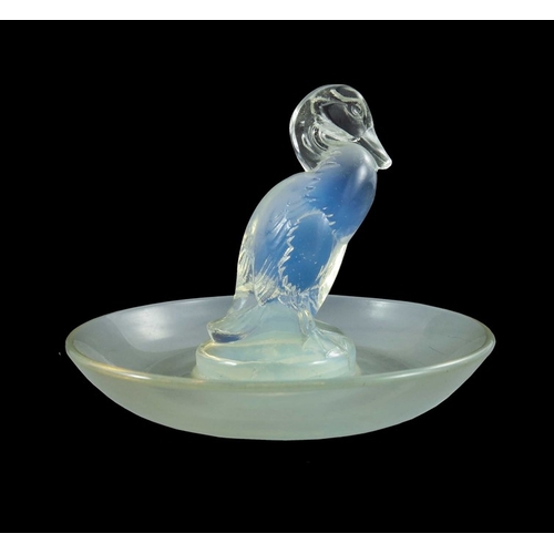 736 - Rene Lalique, a Canard glass pin dish or cendrier, model 283, designed circa 1925, blue opalescent, ... 