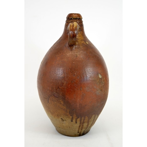 768 - An 18th century salt glazed stoneware flagon, ovoid Bartmankrug form, incised 2 for two gallon and V... 