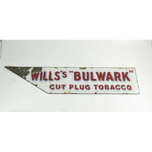 797 - Enamel pointer sign for WILLS'S BULWARK cut plug tobacco, 93cm x 20.5cm