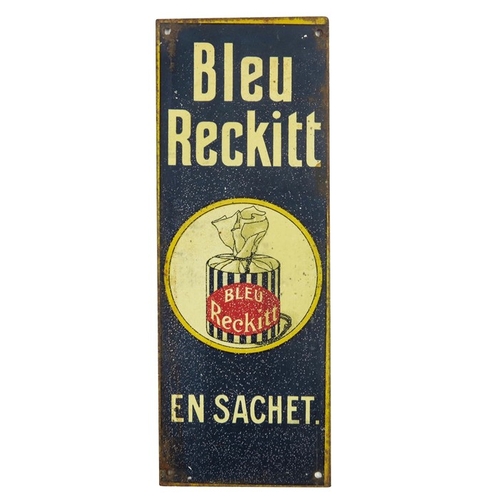 799 - A tin door finger plate advertising Bleu Reckett, circa 1900, height 16.5cm x width 6cm