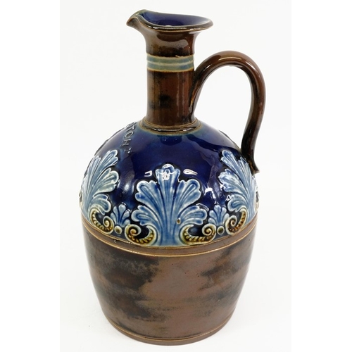 811b - A Doulton art ware advertising Scotch whisky jug, marked Scotch in raised letters 22cm high