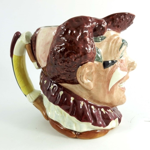 831 - A Royal Doulton large character jug, Clown, auburn brown hair colourway, sample Royal Doulton marks