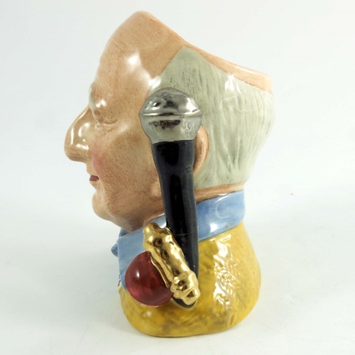 855 - A Royal Doulton small character jug, Brian Johnston, silver and gold highlights colourway, not produ... 