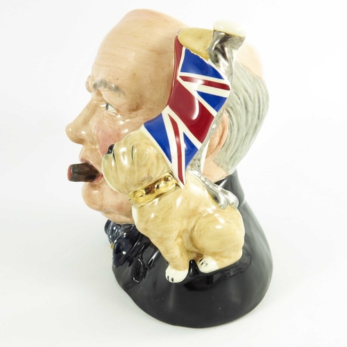 886 - A Royal Doulton large character jug, Winston Churchill, silver and gold highlights colourway, sample... 