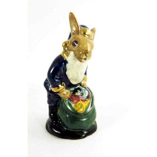 902 - A group of Three Royal Doulton Bunnykins, Santa, Mystic Wizard and Tourist all prototype with gold a... 