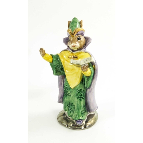 902 - A group of Three Royal Doulton Bunnykins, Santa, Mystic Wizard and Tourist all prototype with gold a... 