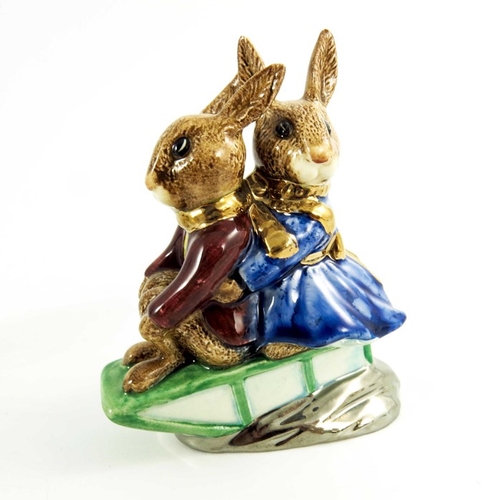 903 - A group of Three Royal Doulton Bunnykins, School Master, Sleigh Ride and Fireman  all prototype with... 