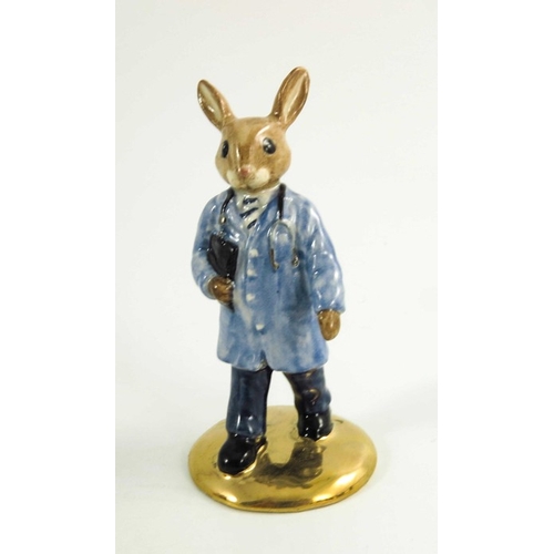 904 - A group of Three Royal Doulton Bunnykins, Santa, Doctor and Will Scarlet  all prototype with gold an... 