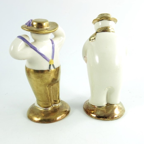 929 - Two Royal Doulton snowmen figures, Thankyou and Sylish, gold and silver highlights colourway, proper... 