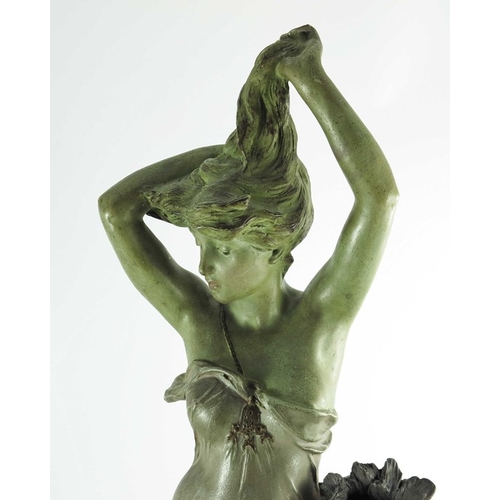 1002 - Alfred John Foretay, L'Aube, circa 1900, an art nouveau terracotte sculpture of woman with an imitat... 