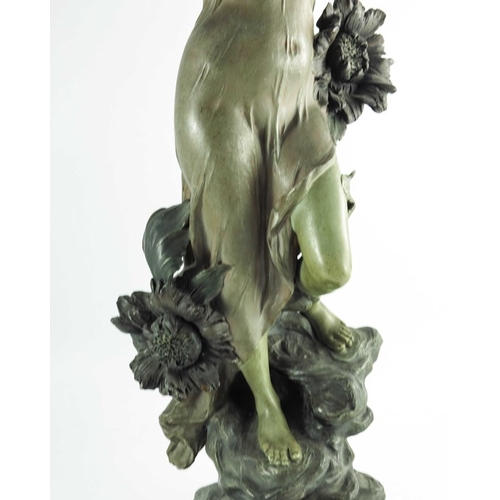 1002 - Alfred John Foretay, L'Aube, circa 1900, an art nouveau terracotte sculpture of woman with an imitat... 