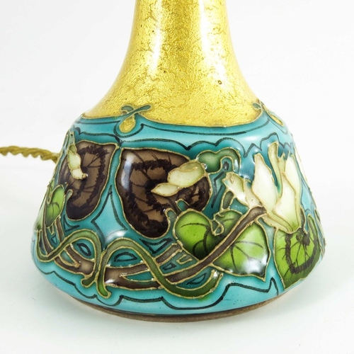 1010 - Paul Milet for Sevres, a tubelined vase, converted to a lamp, circa 1890, mallet form, decorated wit... 