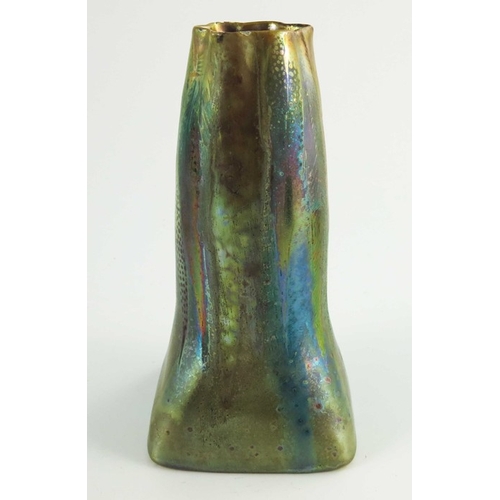 1017 - Clement Massier, an iridescent lustre vase, circa 1900, tapered gourd form with square foot and crim... 