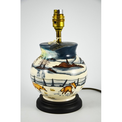 1040 - Anji Davenport for Moorcroft, a Woodside Farm lamp base, 2000, ovoid shouldered form, on wooden base... 