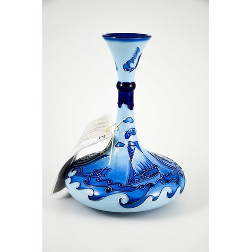 1042 - After William Moorcroft, a Moorcroft Centenary Yacht vase, 1996, ships decanted form with knopped ne... 