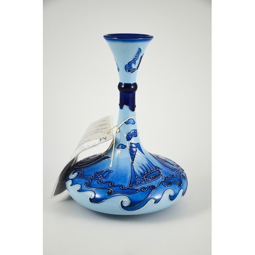 1042 - After William Moorcroft, a Moorcroft Centenary Yacht vase, 1996, ships decanted form with knopped ne... 