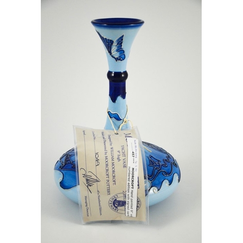 1042 - After William Moorcroft, a Moorcroft Centenary Yacht vase, 1996, ships decanted form with knopped ne... 