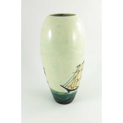 1048 - Sally Tuffin for Moorcroft, a First Fleet HMS Sirius limited edition vase, circa 1988, elongated ovo... 