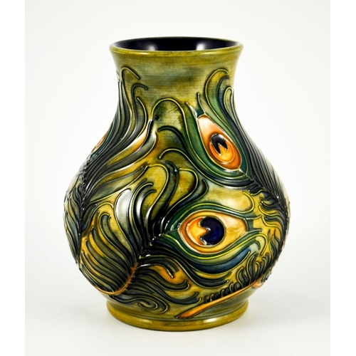 1052 - Rachel Bishop for Moorcroft, a Phoenix or Peacock Feathers vase, 1996, baluster form, impressed mark... 