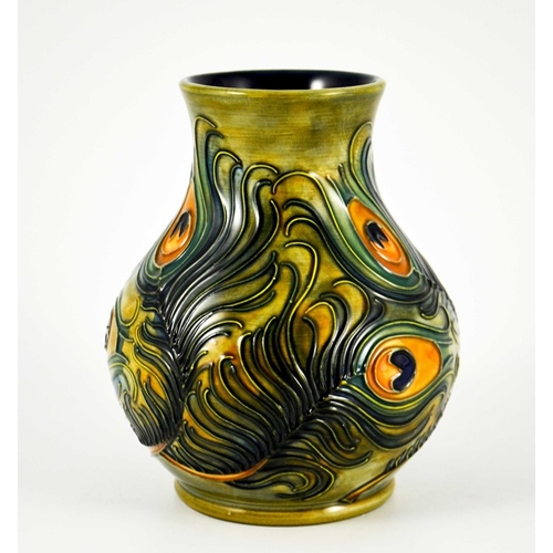 1052 - Rachel Bishop for Moorcroft, a Phoenix or Peacock Feathers vase, 1996, baluster form, impressed mark... 