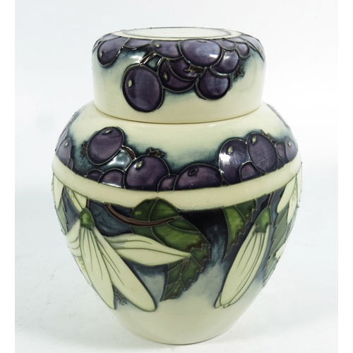 1058 - Anji Davenport for Moorcroft, a Juneberry ginger jar and cover, circa 2000, 16cm high