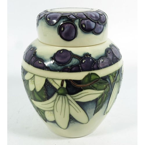 1058 - Anji Davenport for Moorcroft, a Juneberry ginger jar and cover, circa 2000, 16cm high