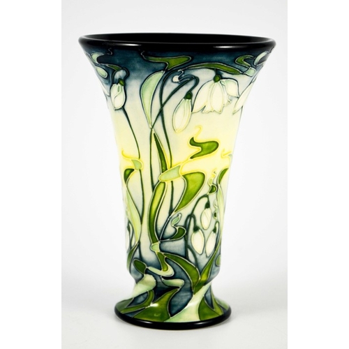 1060 - Rachel Bishop for Moorcroft, a Snowdrops trial vase, 2002, footed trumpet form, variation of the Niv... 