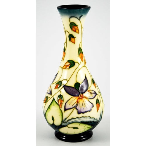 1062 - Rachel Bishop for Moorcroft, a Violets vase, 2002, bottle form, one star, signed, 1432, 17cm high