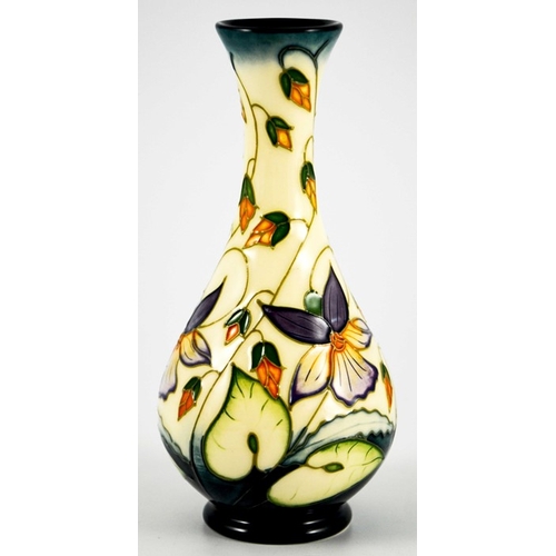 1062 - Rachel Bishop for Moorcroft, a Violets vase, 2002, bottle form, one star, signed, 1432, 17cm high