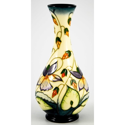 1062 - Rachel Bishop for Moorcroft, a Violets vase, 2002, bottle form, one star, signed, 1432, 17cm high