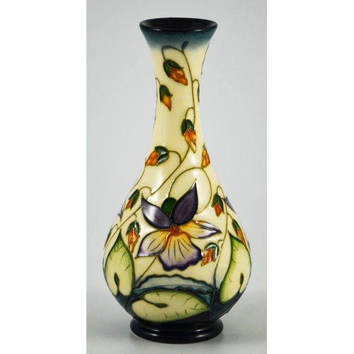 1062 - Rachel Bishop for Moorcroft, a Violets vase, 2002, bottle form, one star, signed, 1432, 17cm high