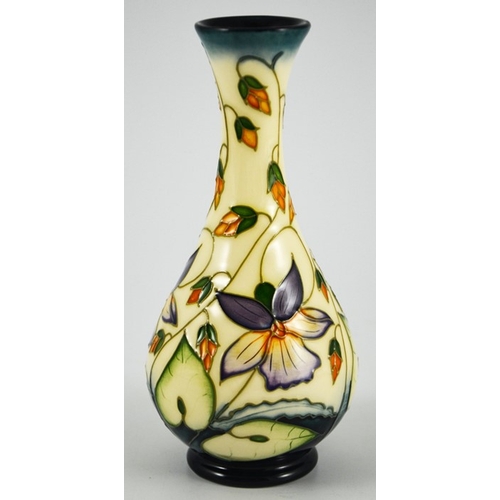 1062 - Rachel Bishop for Moorcroft, a Violets vase, 2002, bottle form, one star, signed, 1432, 17cm high