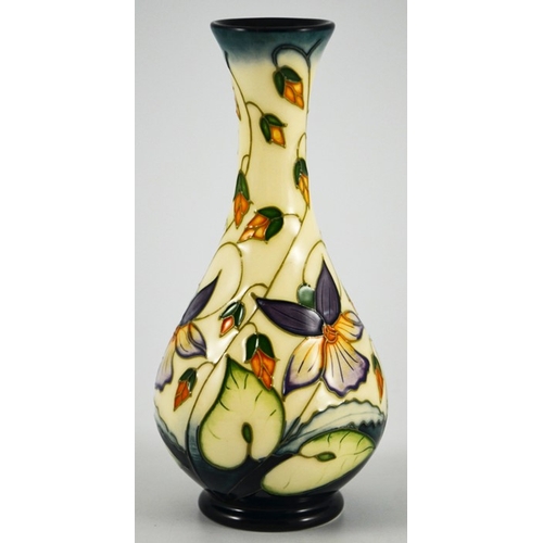 1062 - Rachel Bishop for Moorcroft, a Violets vase, 2002, bottle form, one star, signed, 1432, 17cm high