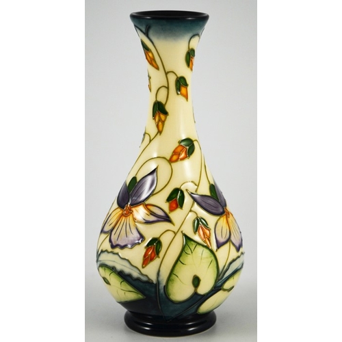 1062 - Rachel Bishop for Moorcroft, a Violets vase, 2002, bottle form, one star, signed, 1432, 17cm high