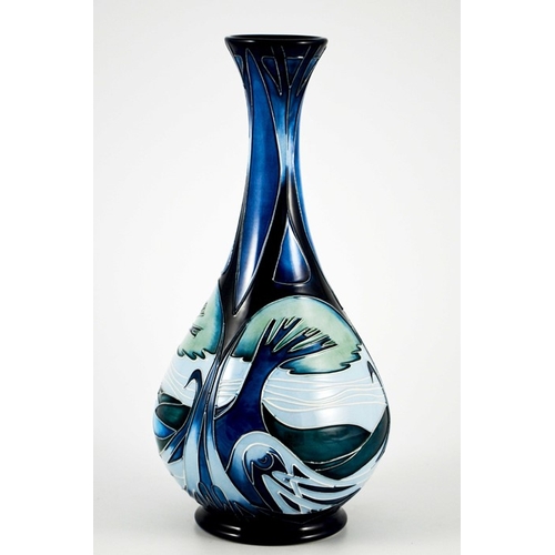 1063 - Emma Bossons for Moorcroft, a Knypersley vase, 2003, bottle form, impressed marks and printed monogr... 