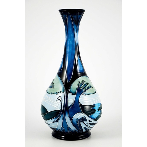 1063 - Emma Bossons for Moorcroft, a Knypersley vase, 2003, bottle form, impressed marks and printed monogr... 