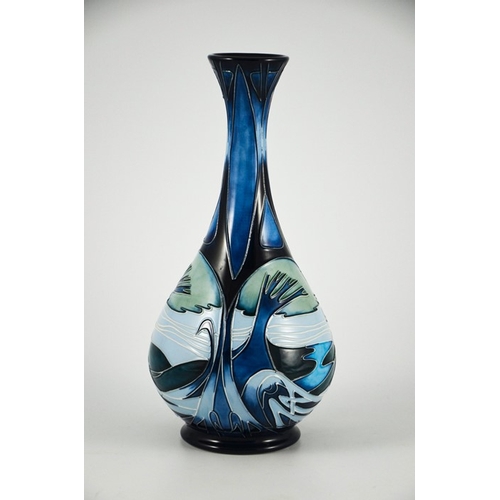 1063 - Emma Bossons for Moorcroft, a Knypersley vase, 2003, bottle form, impressed marks and printed monogr... 