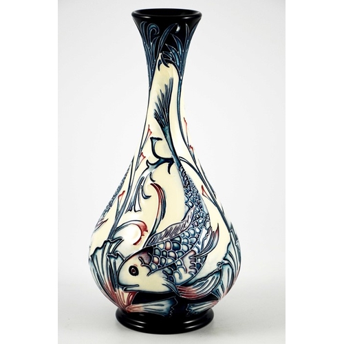 1065 - Sian Leeper for Moorcroft, a Hesperian Waters limited edition vase, 2005, bottle form, 6 of 50, prin... 