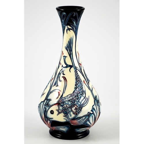 1065 - Sian Leeper for Moorcroft, a Hesperian Waters limited edition vase, 2005, bottle form, 6 of 50, prin... 