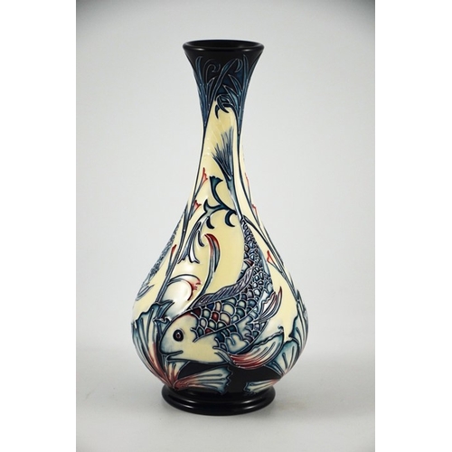 1065 - Sian Leeper for Moorcroft, a Hesperian Waters limited edition vase, 2005, bottle form, 6 of 50, prin... 