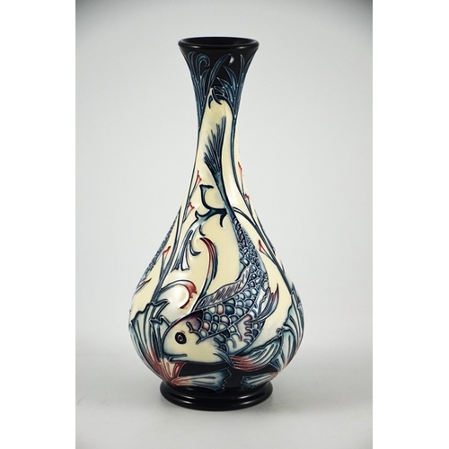 1065 - Sian Leeper for Moorcroft, a Hesperian Waters limited edition vase, 2005, bottle form, 6 of 50, prin... 