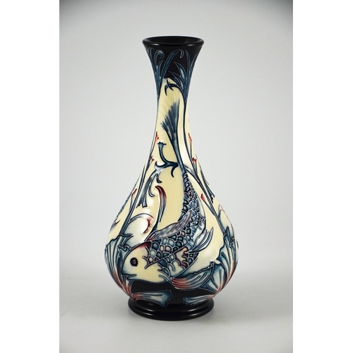 1065 - Sian Leeper for Moorcroft, a Hesperian Waters limited edition vase, 2005, bottle form, 6 of 50, prin... 