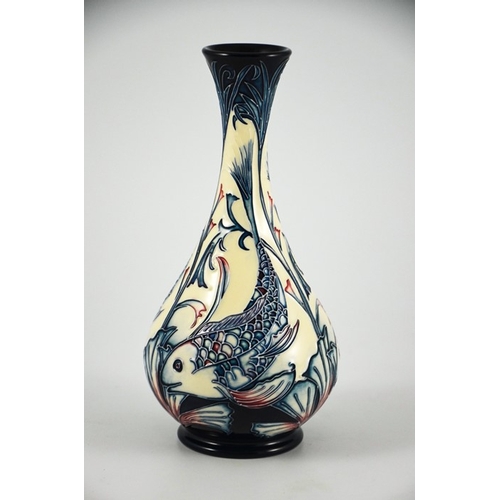 1065 - Sian Leeper for Moorcroft, a Hesperian Waters limited edition vase, 2005, bottle form, 6 of 50, prin... 