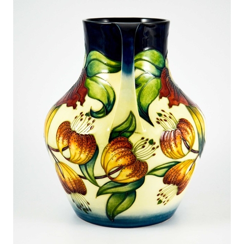 1067 - Nicola Slaney for Moorcroft, an Anna Lily vase, circa 1998, twin handled amphora form, impressed mar... 