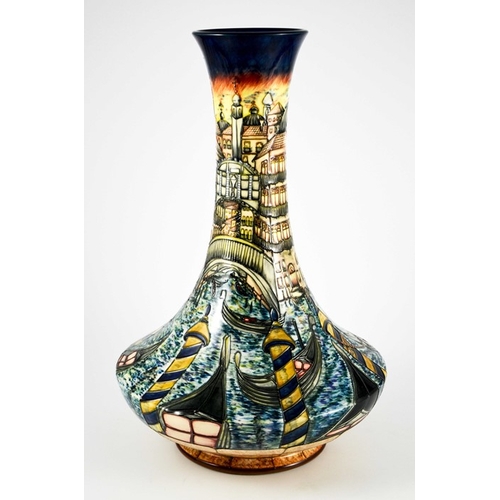 1069 - Shirley Hayes for Moorcroft, a large Venice by Night limited edition vase, 2001, angled baluster for... 