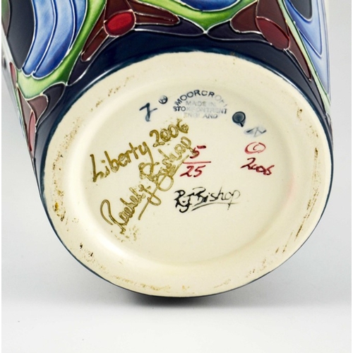 1073 - Rachel Bishop, Moorcroft for Liberty and Co., a Regent limited edition vase, 2006, elongated shoulde... 