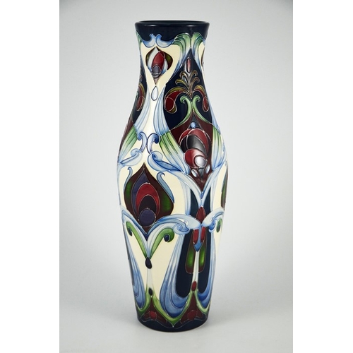 1073 - Rachel Bishop, Moorcroft for Liberty and Co., a Regent limited edition vase, 2006, elongated shoulde... 