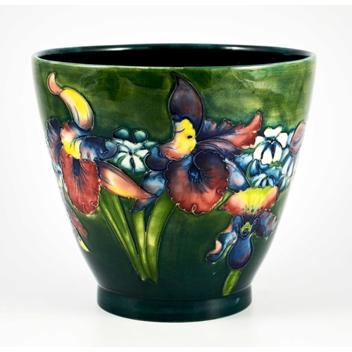 1084 - Walter Moorcroft, a large Orchid jardiniere or vase, circa 1950s, conical beaker form, green ground,... 