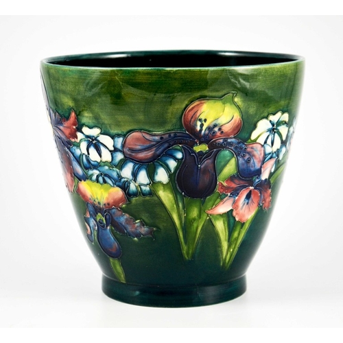 1084 - Walter Moorcroft, a large Orchid jardiniere or vase, circa 1950s, conical beaker form, green ground,... 